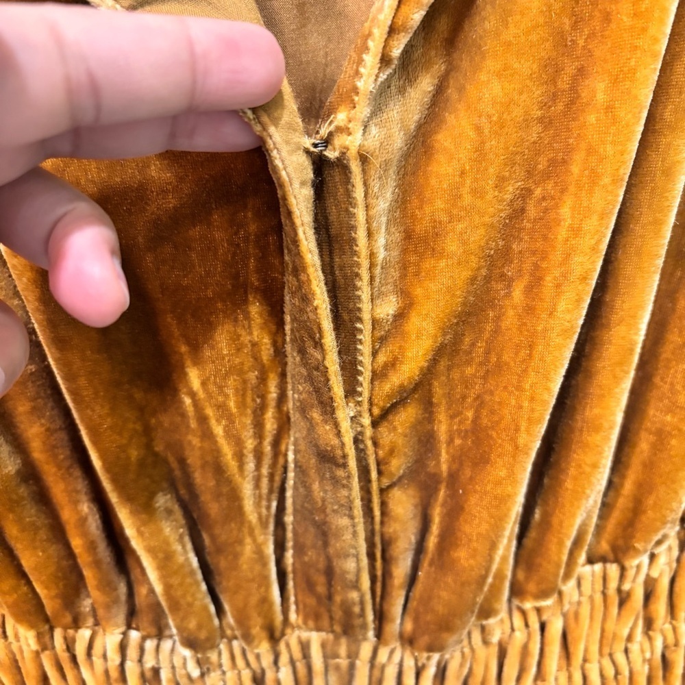 Anthropologie Somerset Velvet Edition Tiered Gold Maxi Dress Women’s 1X - Picture 6 of 15
